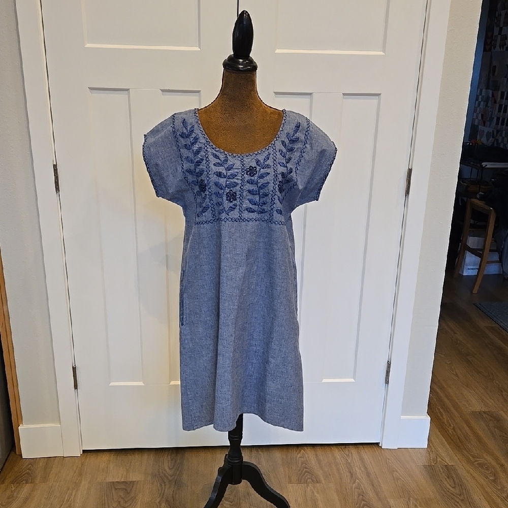 Embroidered Blue Dress